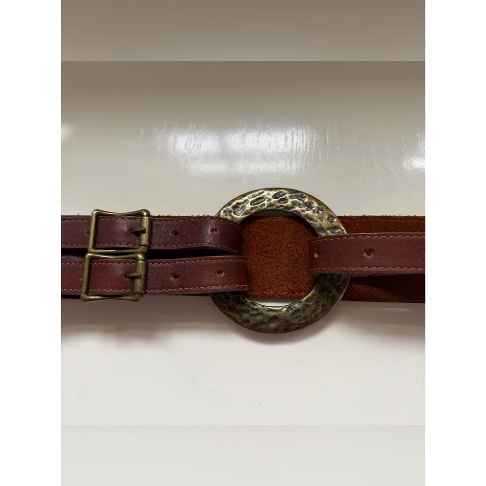 Leatherock Hip Belt Brass Ring Brown Leather Wide Chunky Western Boho